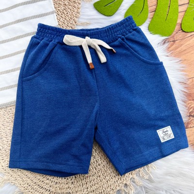 Conj. Camiseta Listrada e Bermuda - Azul Jeans e Off White